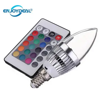 E14 3w RGB LED Light 16 Цветов, меняющих Яркость, Светодиодная свеча с регулируемой яркостью, прожекторная лампа переменного тока 85-265 В С 24-клавишным пультом дистанционного управления