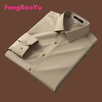 FengBaoyu Содержит шелк тутового дерева и модал, Мужскую Деловую рубашку с длинным рукавом, Весеннюю Новую рабочую Рубашку, которая Хорошо впитывает влагу