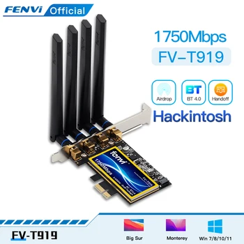 FENVI T919 Двухдиапазонный 1750 Мбит/с 802.11AC Hackintosh BCM94360 macOS Bluetooth 4.0 PCI-E Настольный WiFi Адаптер Беспроводной сети Win10