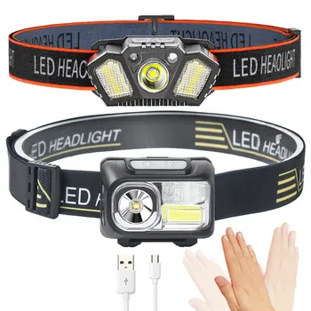 FLDJL Портативный осветительный фонарик с USB-зарядкой, светодиодный налобный фонарь для Рыбалки, светодиодный светильник для охоты, сенсорная фара