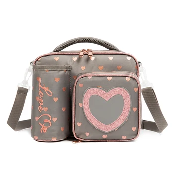 Gsequins/ Изолированная сумка для ланча для девочек с пайетками, Водонепроницаемая Удобная школьная сумка для перекусов с регулируемым отделением для ланча