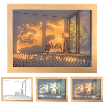 INS LED Декоративная световая картина Прикроватная картина в стиле Японского Аниме Креативный Современный Рисунок с имитацией солнечного света Подарок в виде ночника