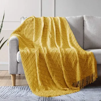 Inyahome Домашнее Плотное Вязаное одеяло, Супер Мягкое Теплое Уютное Декоративное Текстурированное одеяло для кресла, дивана-кровати, дивана для гостиной