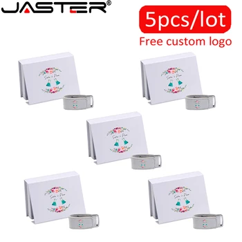 JASTER 5 шт./лот USB флэш-накопитель 128 ГБ Бесплатный пользовательский цветной логотип Флеш-накопитель из белой Кожи с коробкой Memory stick Креативный подарочный U-диск