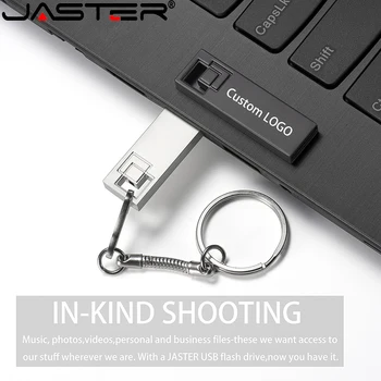 JASTER Mini Metal Silver USB 2.0 флэш-накопитель 16 ГБ 32 ГБ 64 ГБ фактической емкости U-диск Бесплатный Пользовательский логотип Оптовые деловые подарки