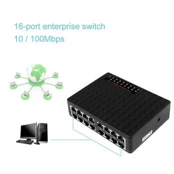 kebidumei 16 Портов Fast Ethernet LAN RJ45 Сетевой Коммутатор Switcher 10/100 Мбит/с Концентратор для настольных ПК с адаптером EU/US