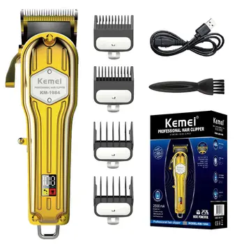 Kemei KM-1984, Новый дизайн, Электрическая машинка для стрижки волос, профессиональный Триммер для волос из алюминиевого сплава, Золотистый Триммер для стрижки бороды