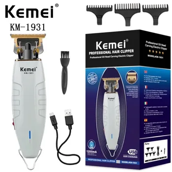 kemei электрическая перезаряжаемая машинка для стрижки волос KM-1931, триммер для волос, usb зарядка, профессиональная машинка для стрижки волос