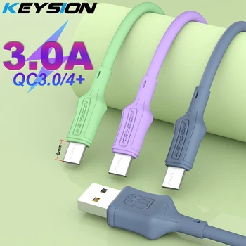 KEYSION 3A Жидкий Силиконовый кабель Type-C для Redmi Note 10 9S 8 USB-C Быстрая Зарядка, Синхронизация данных, Зарядное устройство, Провод для Xiaomi POCO X3 Pro