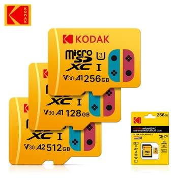Kodak Micro SD Карта 128 ГБ 64 ГБ 256 ГБ 32 ГБ Высокоскоростная карта памяти U3 A1 V30 Класса 10 SD TF Карта Для адаптера Бесплатная доставка