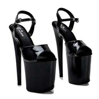 Leecabe/ новые черные стильные босоножки на высоком каблуке 20 см, пикантные модельные туфли для танцев на шесте