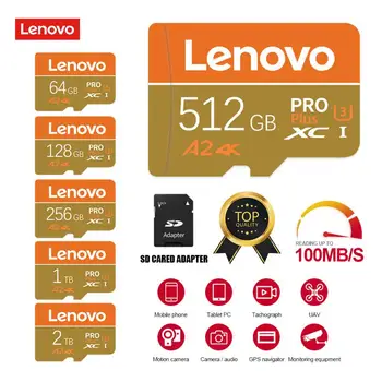 Lenovo Ultra Micro TF SD Карта 2 ТБ 1 ТБ 512 ГБ 256 ГБ Флэш-карта памяти 128 ГБ 32 ГБ 64 ГБ Карта памяти 128 ГБ 1 ТБ Видеокарта Для Телефона