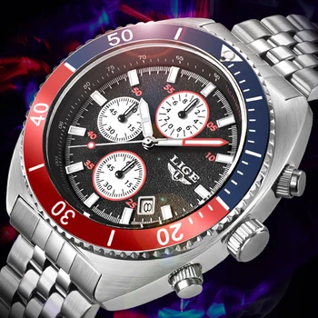 LIGE Модные мужские часы из нержавеющей стали, лучший бренд класса Люкс, спортивный хронограф, кварцевые часы Для мужчин, наручные часы Relogios Masculino