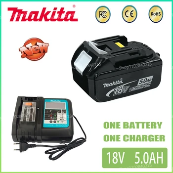 Makita 100% Оригинальный Аккумулятор для Электроинструмента Makita 18V 5.0Ah Со светодиодной литий-ионной Заменой BL1850 BL1860 BL1860B