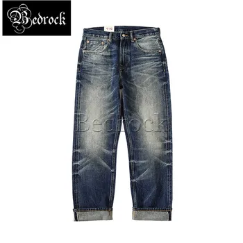 MBBCAR 14,5 унции винтажные джинсовые джинсы ручной работы, застиранные камнями, джинсы для крупного рогатого скота, мужские прямые брюки из плотного 100 хлопка цвета индиго из необработанного денима