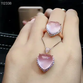MeiBaPJ Натуральный Розовый кварц, драгоценный камень, ювелирный набор 