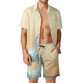 MœBius Comics Мужской пляжный костюм с забавной графикой, 2 предмета, Координаты, Высококачественный выход, Размер США