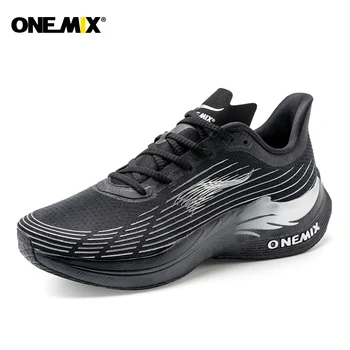 ONEMIX Новинка 2023, Модные Мужские черные Дорожные Кроссовки, Спортивные Кроссовки для фитнеса, Мужские Марафонские спортивные кроссовки из углеродного волокна