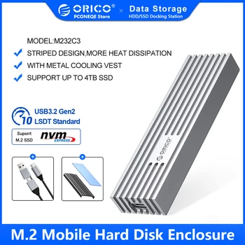 ORICO Алюминиевый Корпус M.2 NVMe SSD 10 Гбит/с PCIe Type C M2 SSD Чехол NVMe M Key Корпус твердотельного накопителя Поддержка UASP hdd чехол