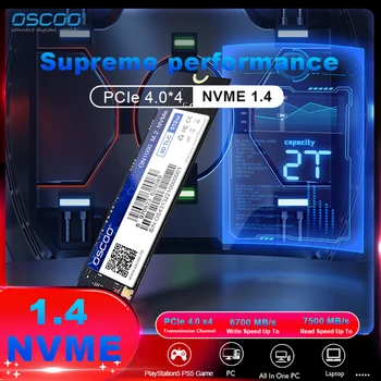 OSCOO SSD NVMe M.2 2280 5200 МБ/с./с. 1 ТБ 512 ГБ 256 ГБ Внутренний твердотельный жесткий диск M2 PCIe 4,0x4 2280 SSD-накопитель для Портативных ПК PS5