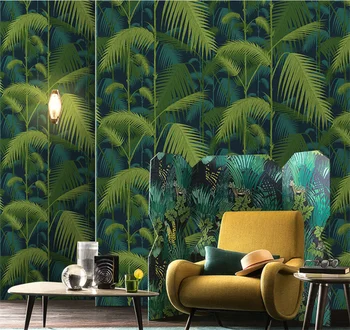 papel de parede тропический лес Юго-Восточной Азии зелень пальмовые листья обои papel adhesivo para muebles 3d обои