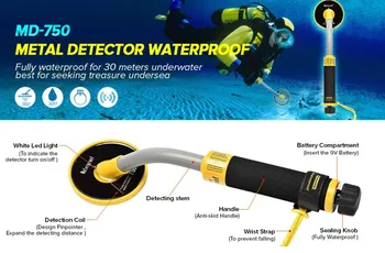 PI750 Полностью Водонепроницаемый Металлоискатель Gold Digger Kit 100 футов/30 м Подводный Дайвинг Океан Озеро Высокочувствительная Импульсная Индукция