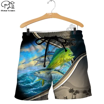 PLstar Cosmos Marlin Рыболовные Модные Женские туфли с 3D Принтом Для Мужчин, Летние Забавные Повседневные Шорты с Разноцветными Рыбками, Пляжные Короткие Штаны в стиле-1