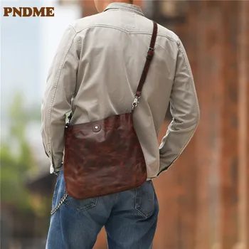 PNDME модная роскошная дизайнерская мужская сумка-мессенджер из натуральной кожи на каждый день, индивидуальность, натуральная сумка через плечо из натуральной воловьей кожи