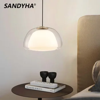 SANDYHA Modern Simple Pandant Lights Кремовый Ветер Желейный Дизайн Стеклянная светодиодная люстра для Столовой Спальни, домашнего декора, светильник Lustre