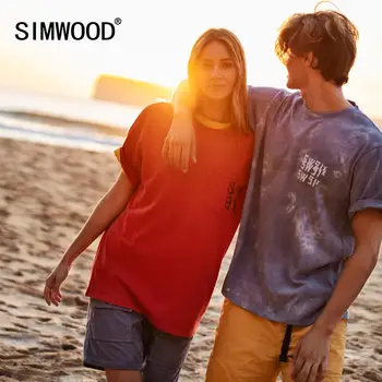 SIMWOOD 2023 Летняя новая футболка из 100% хлопка, мужская мода 32s/2 240 г, высококачественная ткань с буквенным принтом, одежда для влюбленных SJ120160