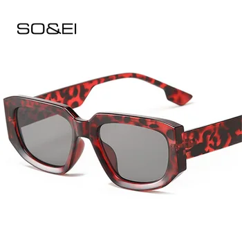 SO & EI Модные Квадратные Солнцезащитные очки Женские Ретро Леопардовые трендовые оттенки UV400 Мужские Солнцезащитные очки 