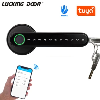 TTlock APP Security Умный Дверной замок, Электронный Дверной замок с отпечатками пальцев, приложение Tuya, Ручка с цифровым кодом, Дверной замок, Поддержка iOS/Android