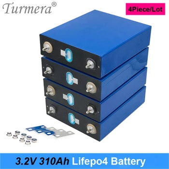 Turmera 4 шт 3,2 В 310Ah Lifepo4 Аккумулятор 12 В 24 В 48 В Аккумуляторная Батарея для Электромобиля RV Система хранения Солнечной энергии