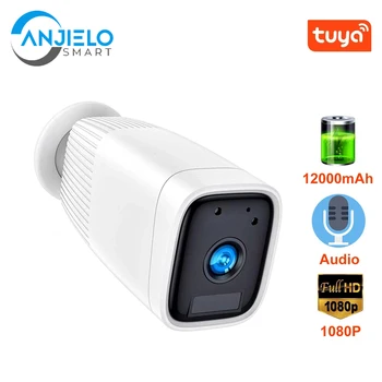 Tuya 1080P WIFI Аккумуляторная камера Встроенная 12000 мАч IP Наружная IP66 Перезаряжаемая Беспроводная IP-камера Двухстороннее Аудио приложение Smart Life