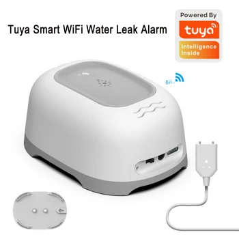Tuya Smart Wifi Сигнализация утечки воды Детектор контроля погружения в воду Двойной зонд Перезаряжаемая сигнализация приложения