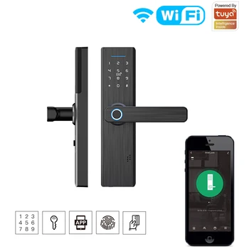 Tuya WiFi Блокировка отпечатков пальцев с множественной разблокировкой, интеллектуальный интеллектуальный замок безопасности с паролем приложения Smart Life RFID Дверной замок