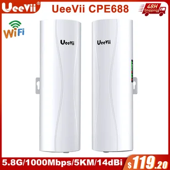 UeeVii CPE688 Гигабитный Беспроводной мост 5,8 ГГц 5 км Удлинитель дальнего Действия 1000 Мбитс WiFi Мост 14dBi Точка-Точка Открытый CPE
