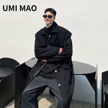 UMI MAO Yamamoto Темно-зимний корейский воротник из меха ягненка, утолщенная длинная мужская одежда, индивидуальный тренд, универсальная куртка Yuppie