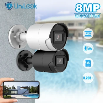 Unilook 4K 8MP AcuSense Фиксированная Сетевая камера с функцией Обнаружения движения на открытом Воздухе 2.0 H.265 Одностороннее Аудио IP67 POE IP-камера