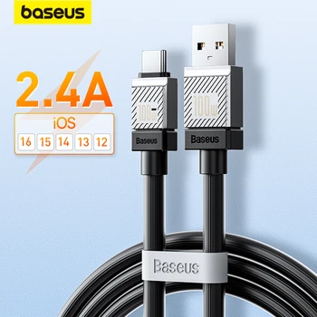 USB-кабель Baseus 2.4A для iPhone 14 13 12 11 Pro Max Mini, шнур для быстрой зарядки iPad iPhone 8 7, провод для зарядного устройства для передачи данных