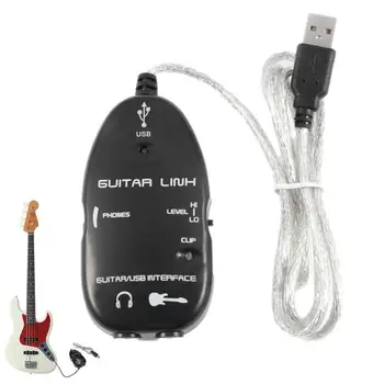 USB-кабель для гитары, USB-Кабель для гитарных эффектов, Кабель для Электрогитары, Компьютерный Аудиоразъем, Шнур-адаптер для музыкального инструмента