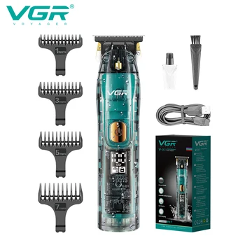 VGR Триммер для волос Профессиональная Машинка Для Стрижки Волос Водонепроницаемый Триммер Для Бороды Электрический Парикмахерский Беспроводной Прозрачный Триммер для Мужчин V-961