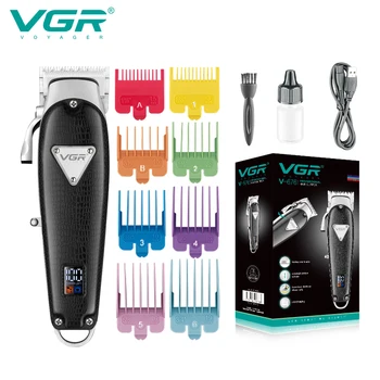 VGR Триммер Для волос Профессиональный Станок Для Стрижки Волос Перезаряжаемая Машинка Для Стрижки Волос Металлический Парикмахерский Цифровой Дисплей Триммер для Мужчин V-676
