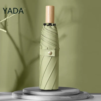 YADA 2023 Soild Цветной Зонт С деревянной Ручкой, Ручные Складные Зонты Для Женщин, Мужчин, Анти-УФ, Подарок, Ветрозащитный Зонт От Дождя YD230028