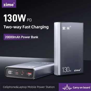 Zime Luxury Power Bank 130 Вт 20000 мАч USB Type C PD Быстрая Зарядка Powerbank Портативный Внешний Аккумулятор для Ноутбука Мобильного телефона