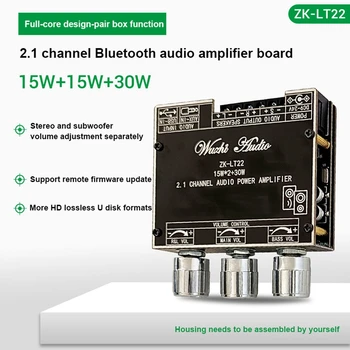 ZK-LT22 2.1-Канальный Bluetooth 5.1 Плата Усилителя 15 Вт + 15 Вт + 30 Вт Стерео Сабвуфер TWS True Wireless Аудио Плата DC9-24V