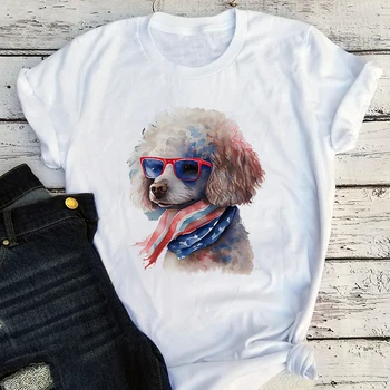 Американская рубашка, Патриотическая футболка, Футболки 4 июля, Модная Американская летняя футболка, Футболка для любителей Собак, День Памяти