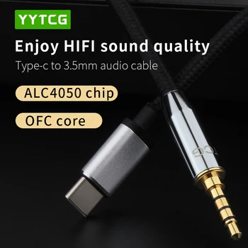 Аудиокабель USB Type C Aux с разъемом 3,5 мм, Кабель динамика, Нейлоновый шнур, Автомобильный аудио Удлинитель, штекер 3,5 наушников для Huawei