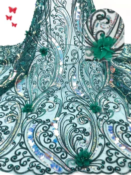 Африканская кружевная ткань с блестками 2021 Высококачественное Кружево Нигерия 3D Кружевная ткань Французская женская Сетчатая Кружевная ткань SZ0128