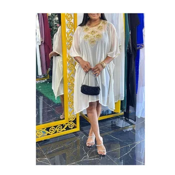 Белая Королевская Мода Лето Дубай Марокканская Длинная Рубашка Необычное Пляжное Вечернее Платье Европейские и американские Модные Тенденции